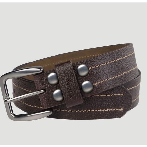 NWT Wrangler men's pebble grain leather belt in brown - Picture 1 of 6